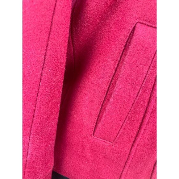 Guess Jeans Womens Red Hooded Peacoat Jacket With Button Accents & Pockets Sz XS - Picture 7 of 10